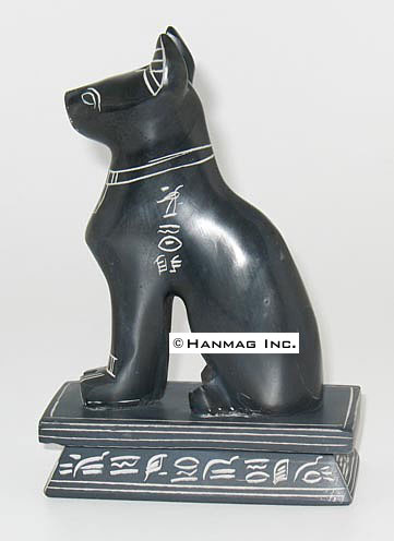 Egyptian Cat GOD Basalt Stone Sculpture   Bastet   #732  